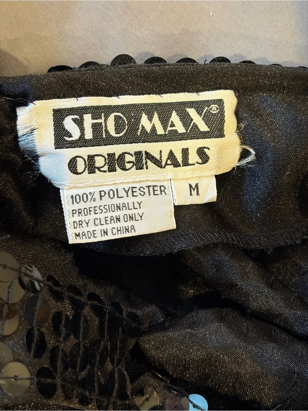 Vintage SHOMAX Originals Black Sequin Cocktail Party Dress Size M - Picture 5 of 5